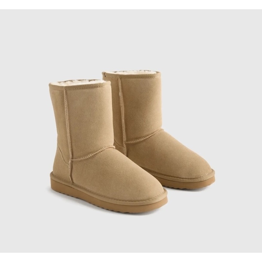 Quince Women's Australian Shearling Mid-Calf Boots Light Sand Size 8 NEW! $150